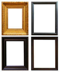 Set of golden antique frames on a white background isolated