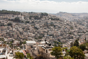 Fototapeta na wymiar Cityscape shot from high walls