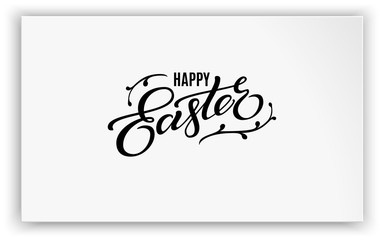 Happy Easter lettering. Modern hand drawn calligraphy by brush. Holiday design for greeting card, banner, poster, print. Happy Easter typography text isolated on white background, vector illustration