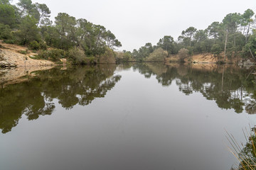 Small Lake in Terrassa, Barcelona, Spain in a cloudy day.