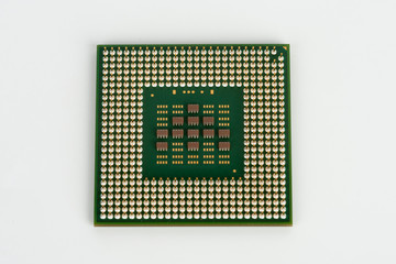 Close up of  laptop processor on white background