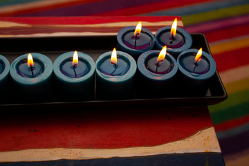 bluecandles burning in the dark