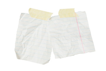 Paper note message isolated on white background. Empty blank of notice.