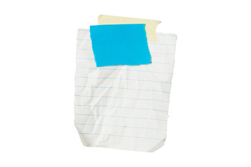 Paper note message isolated on white background. Empty blank of notice.