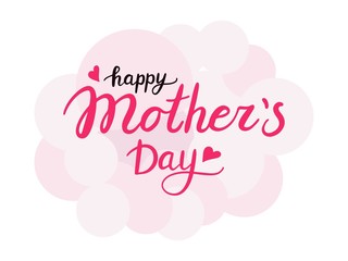 Happy Mother's Day lettering with small hearts. Isolated vector illustration.