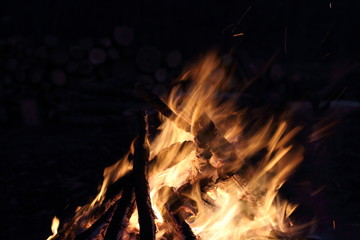 blue and green candles burning in a colored interior