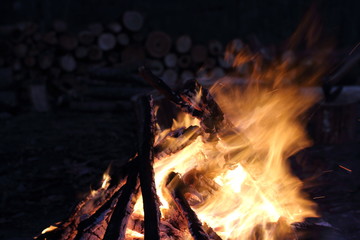 blue and green candles burning in a colored interior