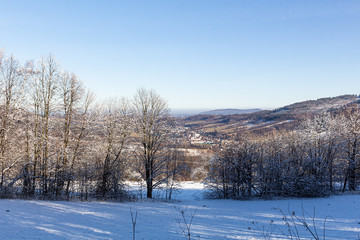 Winter mountains on a bright sunny day