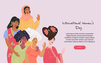 8 of March international Womens Day website banner.