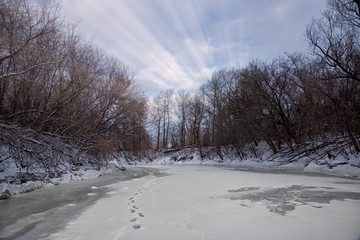 Obraz premium Winter fishing from ice