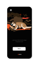 platypus running from forest fires in australia animals dying in wildfire bushfire natural disaster concept intense orange flames smartphone screen mobile app vertical copy space vector illustration