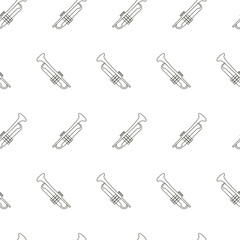 Seamless pattern with trumpet instrument, musicla instruments, wallpaper
