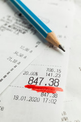 Print out paper register receipts. Financial payment expense.