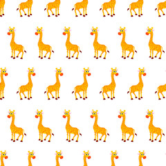 Seamless pattern with wild giraffe, baby wallpaper, wild animal