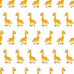 Seamless pattern with wild giraffe, baby wallpaper, wild animal