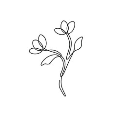 Flower abstract print continuous line drawing, single line on a white background, isolated vector illustration. Line art. Tattoo and logo design for a spa or beauty salon. 