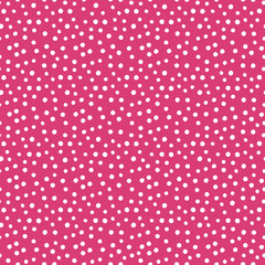 Vector seamless flat pattern in white polka dots on a cherry background.