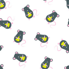 Seamless pattern with wild mouse, baby wallpaper