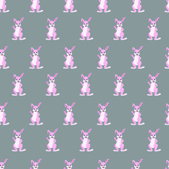 Saemless pattern wth rabbit, grey rabbit, baby wallpaper