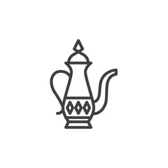 Arabic coffee pot line icon. linear style sign for mobile concept and web design. Ramadan Kareem Jug outline vector icon. Symbol, logo illustration. Vector graphics