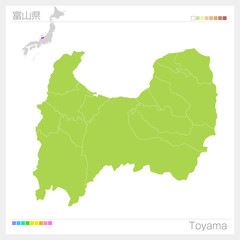 富山県の地図・Toyama（市町村・区分け）