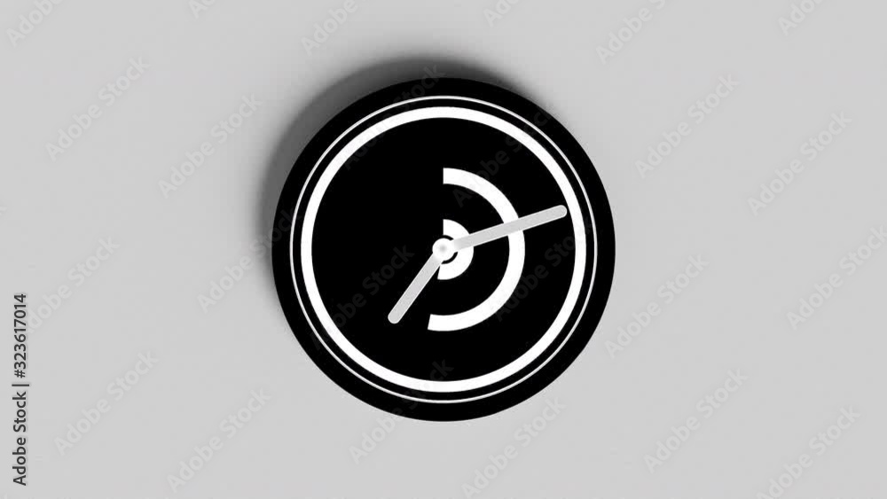 Poster clock time-lapse 24 hours with moving shadows from clock. animation seamless loop, 3d render.
