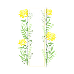 rectangular frame with yellow peonies