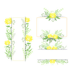 set of frames with yellow peonies
