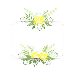 Square frame with yellow peonies and herbs