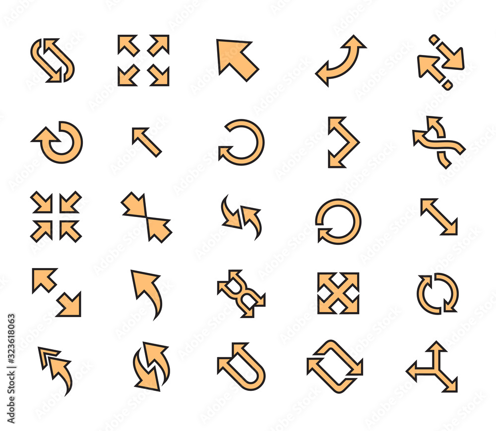 Poster vector set of outline useful arrows