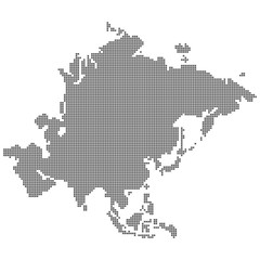 Square pixel dot dotted particle map of asia