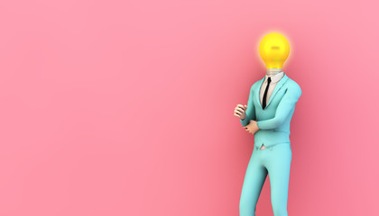 businessman with lightbulb on head