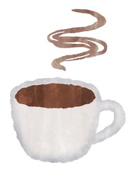 ホットコーヒーのイラスト　湯気　水彩風
