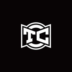 TC logo monogram with ribbon style circle rounded design template