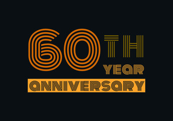 60 years anniversary line style gold color with the gray background 