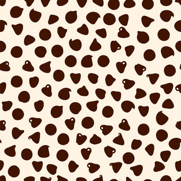 Scattering sweet chocolate chips. Seamless vector texture.