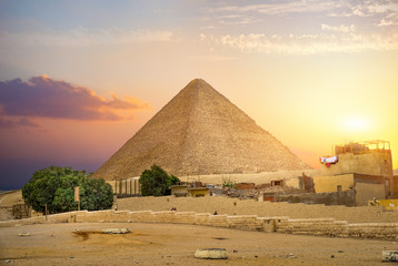 Cheops pyramid at sunset