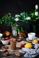 Strawberry oatmeal vegan cookies..style rustic
