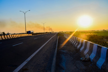 highway at sunset