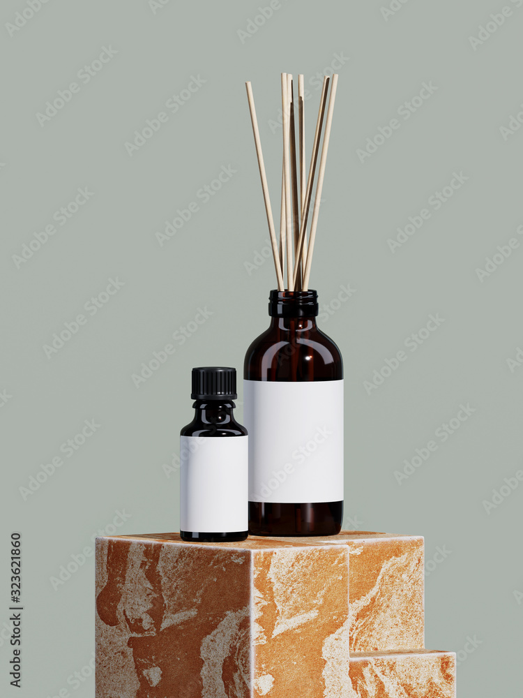 Aufkleber abstract background for branding and minimal presentation. ฺฺaromatic wood aroma diffuser bottle on 