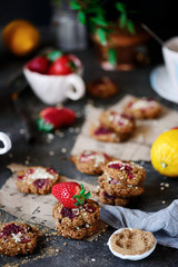 Strawberry oatmeal vegan cookies..style rustic