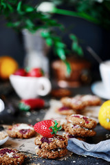 Strawberry oatmeal vegan cookies..style rustic