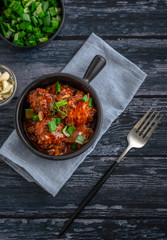 Vegetarian  Manchurian served in a bowl 