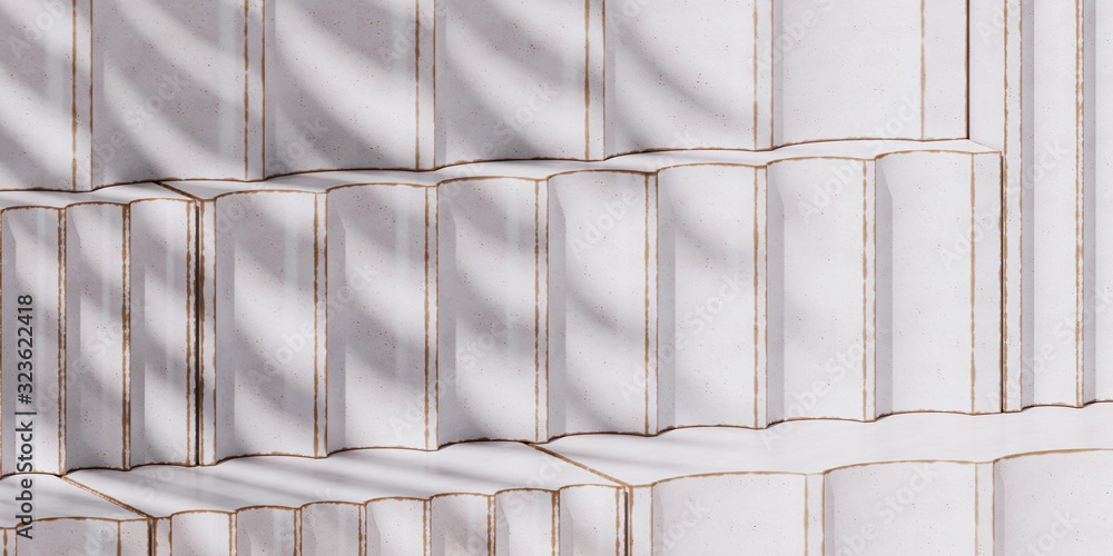Poster abstract background for branding and minimal presentation. ฺฺwhite ceramic geometry stripe podium. 3