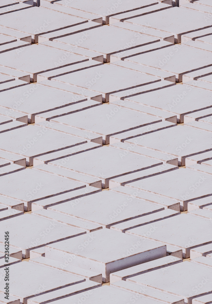 Poster Abstract background for branding and minimal presentation. White rustic ceramic tile. 3d rendering illustration.