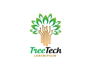 Tree technology logo template design, icon, symbol