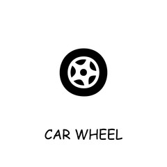 Car wheel flat vector icon