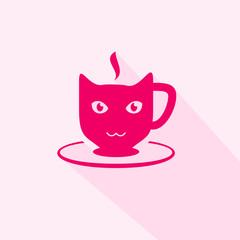 The cat's head tea glass - icon illustration