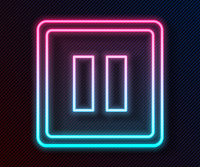 Glowing neon line Pause button icon isolated on black background. Vector Illustration © Vadim