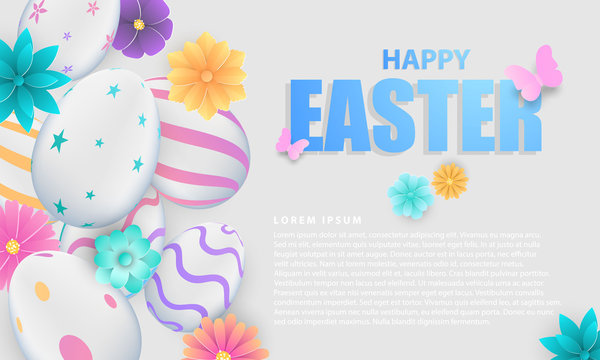 Happy Easter background. shine decorated eggs